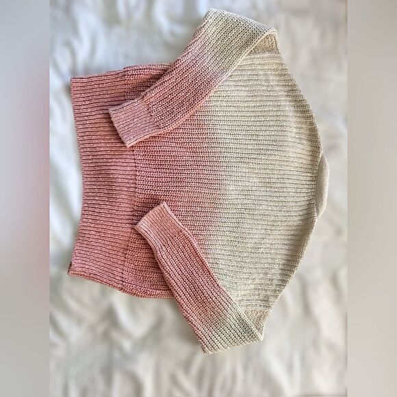 Women's Pink and Cream Cardigan Sweater - Picture 11 of 11